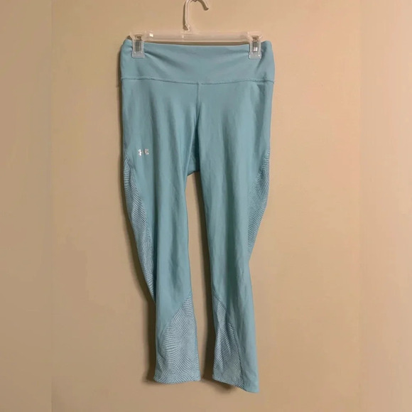 Under Armour Leggings Size Medium Blue Fitted HeatGear Perforated Pull On Gym - Picture 1 of 7